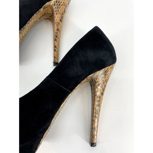Michael Kors Cyprien Black Suede Platform Pump with Python Size 8M - Picture 7 of 7